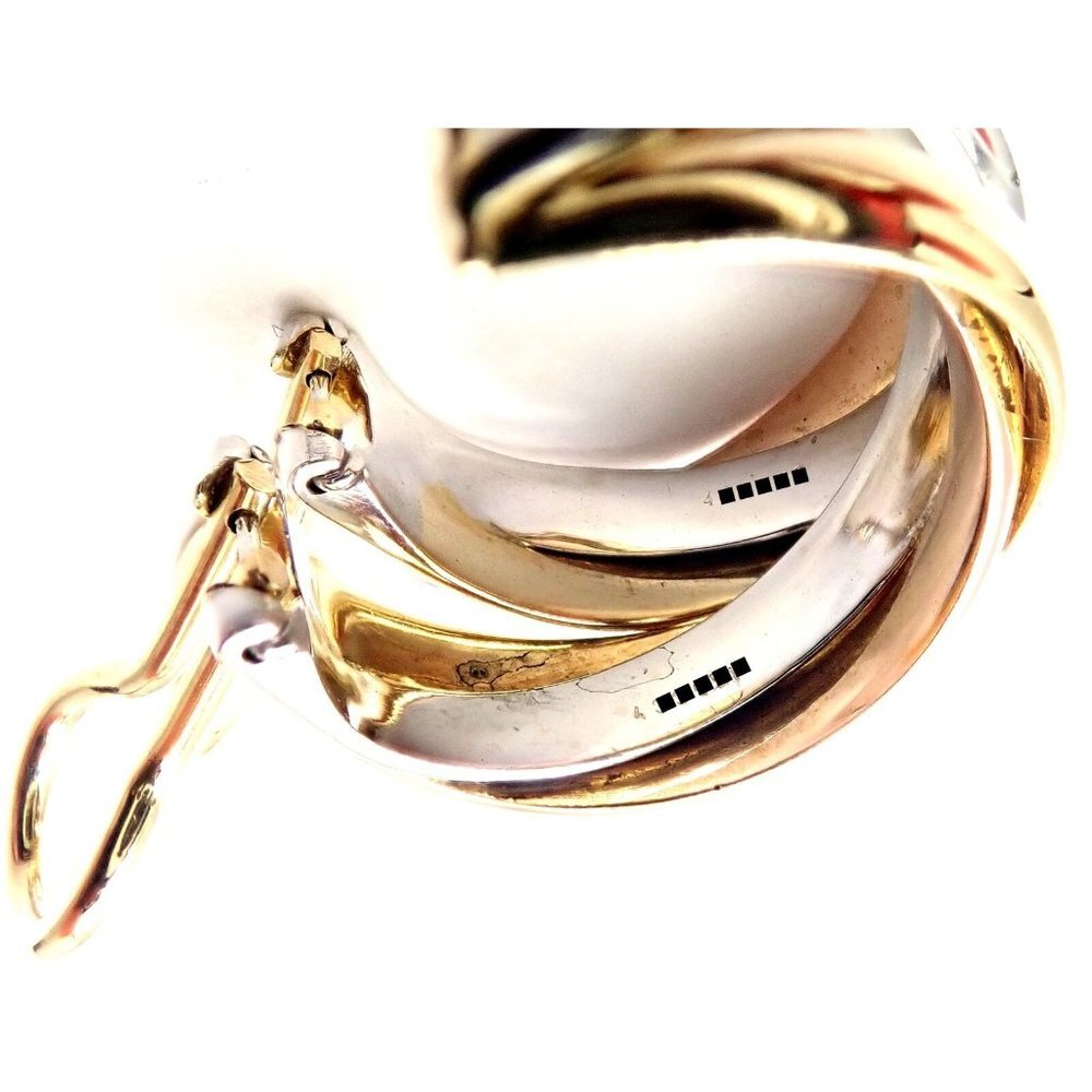 Authentic! Cartier 18k Tri-Color Gold Medium Size Trinity Hoop Earrings​ - Picture 6 of 10
